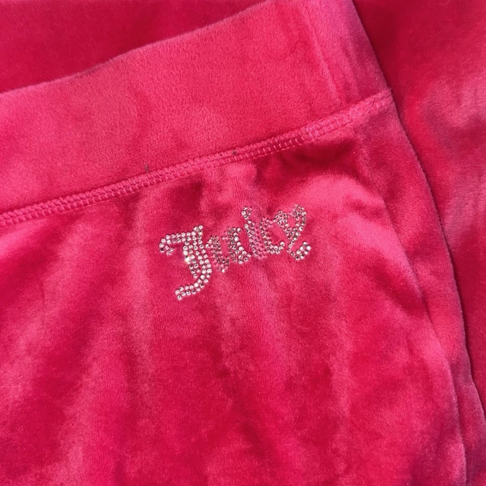 JUICY COUTURE Velvet Tracksuit Bling Hoodie & Pants Hot Pink Size XL Retro Y2K - Picture 8 of 16